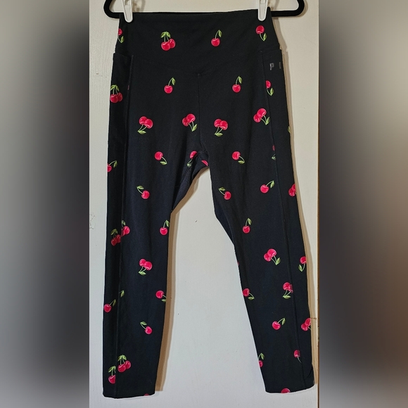 PINK Victoria's Secret Black Leggings with Cherry Design - Picture 2 of 6
